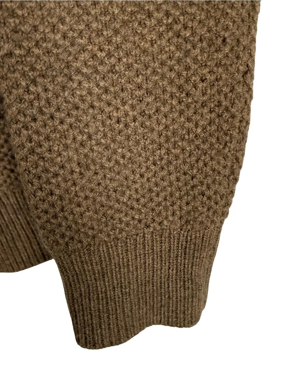 J. Crew Textured Men’s Rugged Merino Wool Shawl Cardigan Sweater Tan L